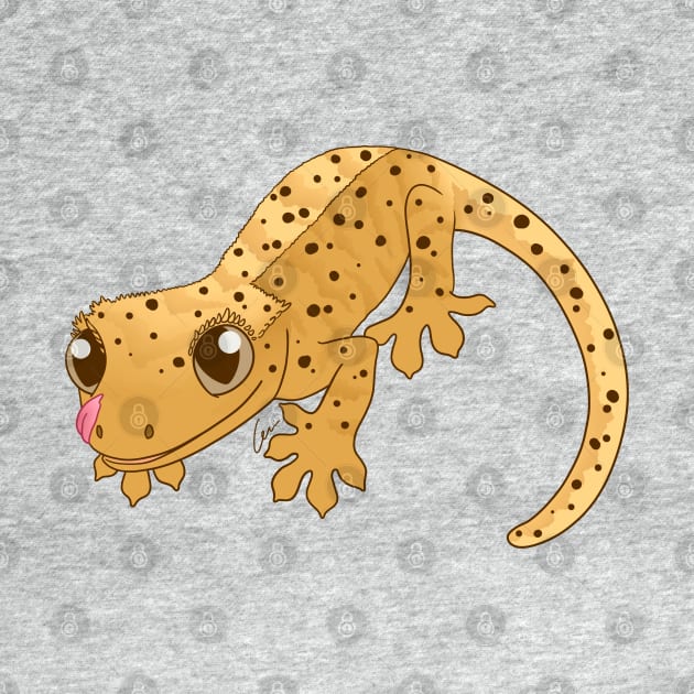 Yellow Dalmatian Crested Gecko by anacecilia